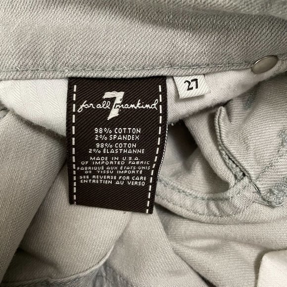 7 For All Mankind The‎ Mid Rise Cropped Skinny Jeans Faded Gray Size 27 - Picture 8 of 8